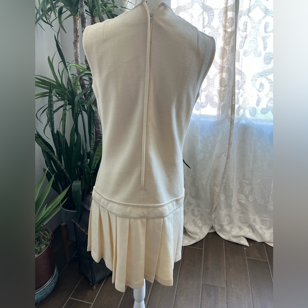 Vintage tennis dress style Butte Knit Charleston pleated rhinestone diamond wool - Picture 14 of 16